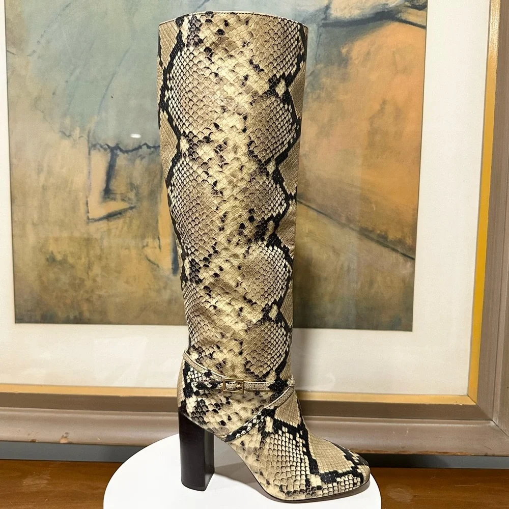 🌹TORY BURCH 🌹Pull-on Snake-embossed Leather Knee-high Boot  Size: 5.5 - Picture 3 of 9